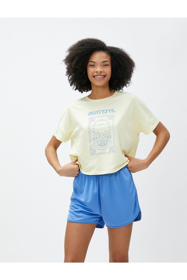 Koton Koton Crop Yoga T-Shirt Printed Modal Blend