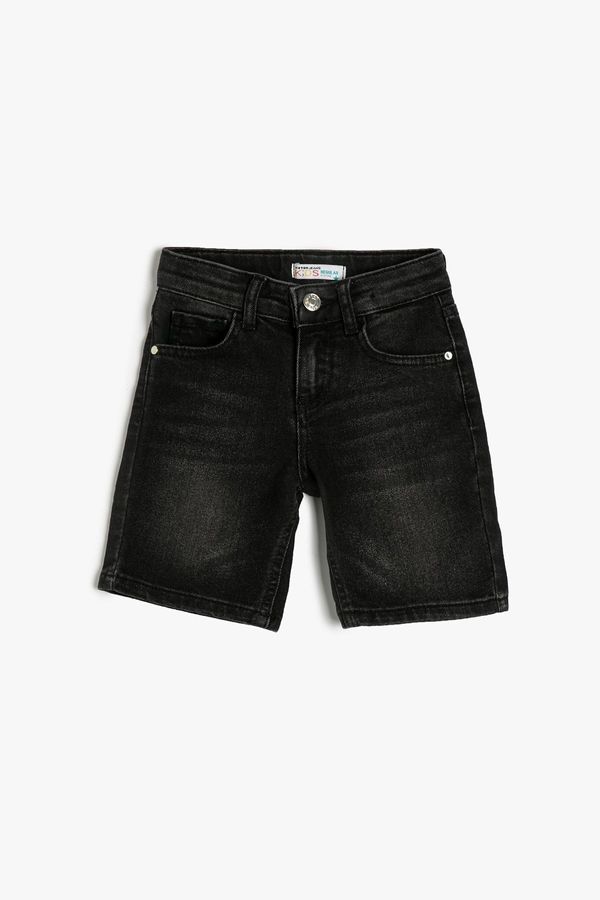 Koton Koton Denim Shorts with Pockets - Regular Jeans with Adjustable Elastic Waist