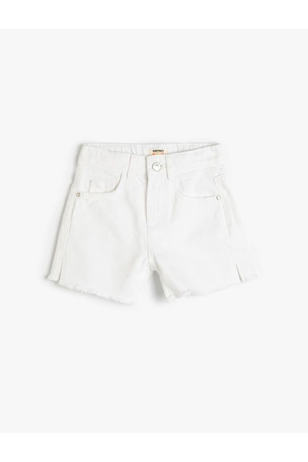 Koton Koton Denim Shorts with Slit Detailed Pocket. Cotton