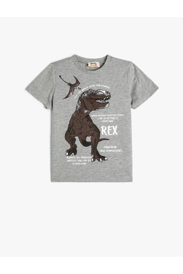 Koton Koton Dinosaur T-Shirt Short Sleeve Crew Neck