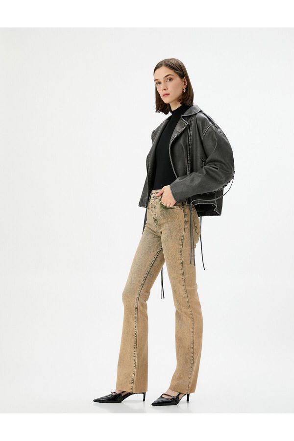 Koton Koton Distressed Lightweight Flare Jeans Slim Fit Standard Waist Cotton Pocket - Victoria Slim Jea