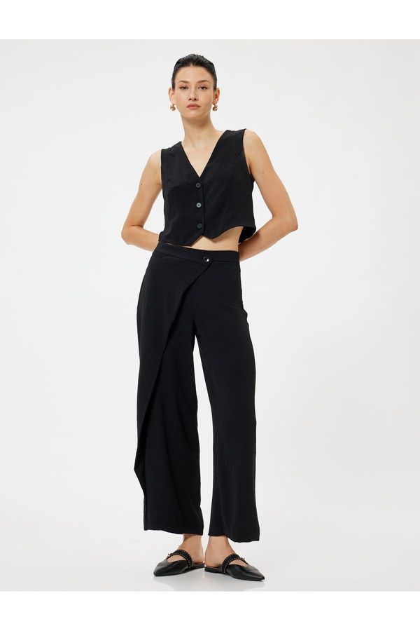 Koton Koton Double Breasted Detailed Wide Leg Trousers Aerobin Fabric