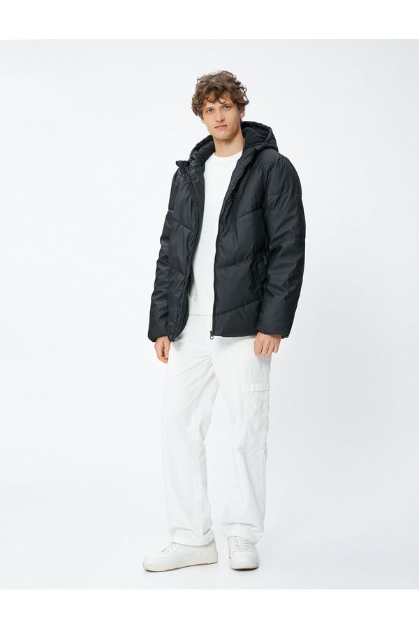 Koton Koton Down Jacket Hooded Zipper Pocket Detailed