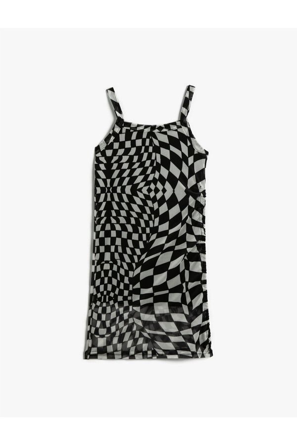 Koton Koton Dress Checkered Strap Midi Lined