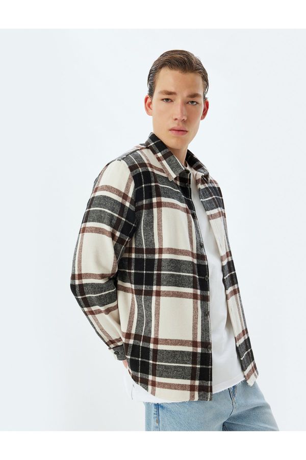 Koton Koton Ecru Plaid Men's Adult Shirt