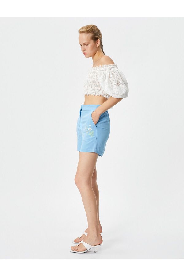 Koton Koton Embroidered Viscose Blended Shorts