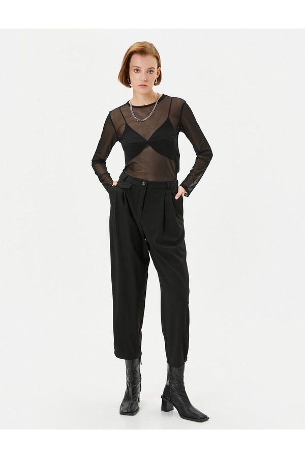 Koton Koton Fabric Cigarette Trousers Pleated Pocket Detailed