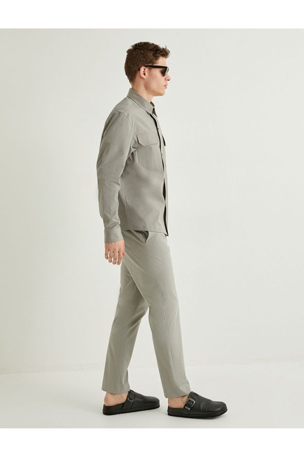 Koton Koton Fabric Trousers Buttoned Chino Pocket Detail