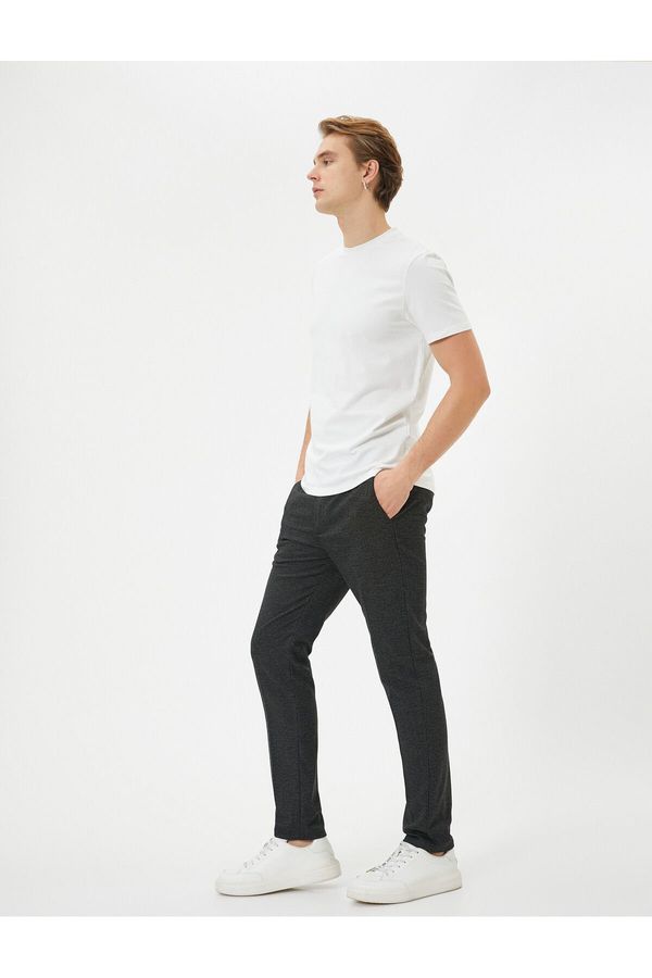 Koton Koton Fabric Trousers Patterned Slim Fit Buttoned Pocket Detailed