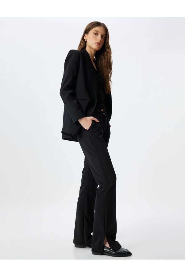 Koton Koton Fabric Trousers with Slit Detail and Pockets, Standard Waist