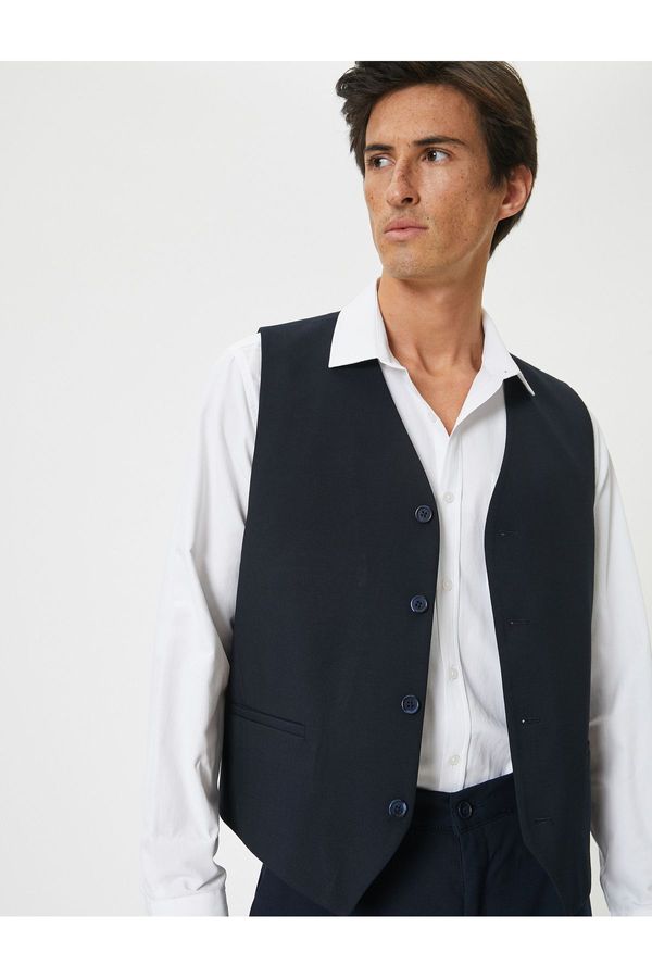 Koton Koton Fabric Vest Sleeveless Buttoned Fleece Pocket Detail
