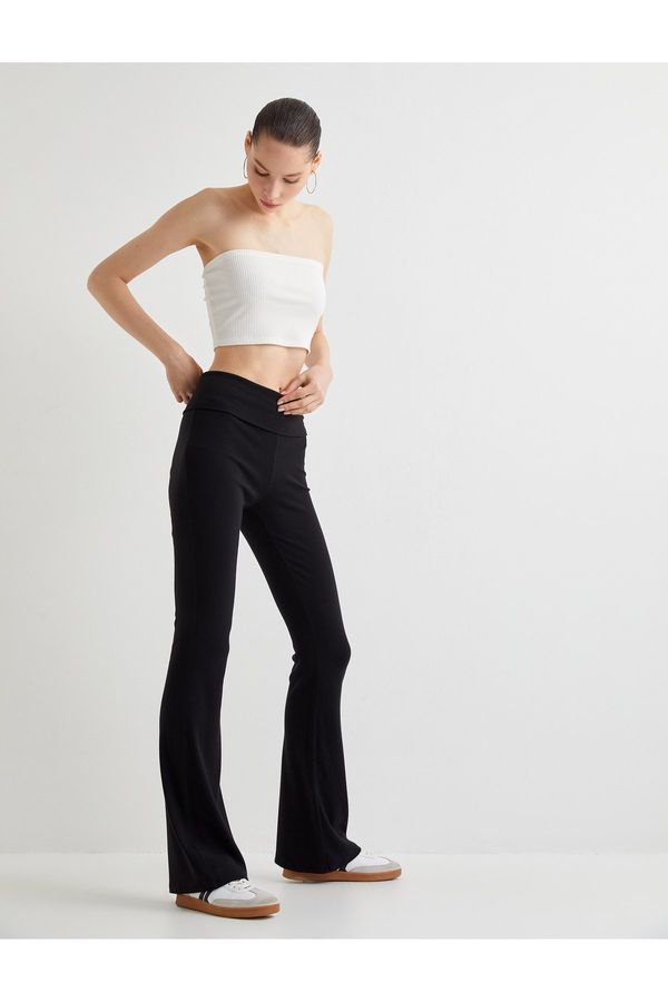 Koton Koton Flare Trousers Modal Fabric Slim Fit Standard Waist