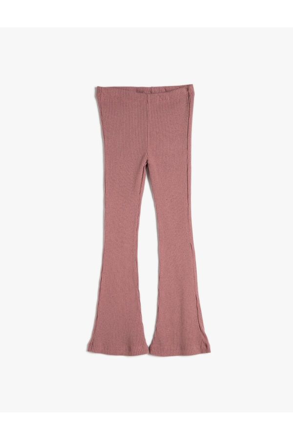 Koton Koton Flared Leg Trousers Ribbed Elastic Waist