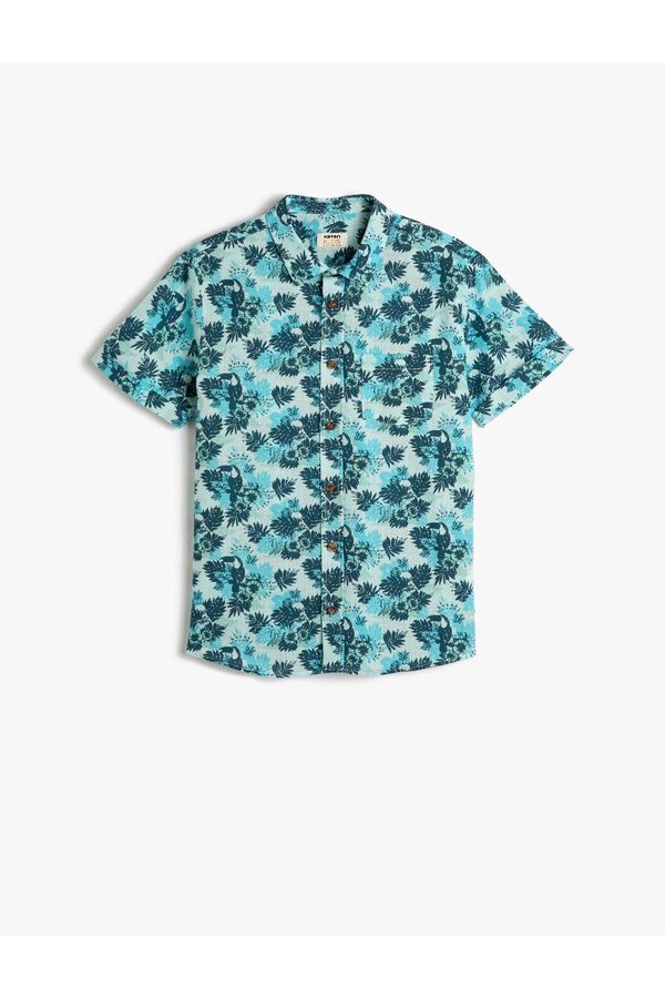 Koton Koton Floral Patterned Short Sleeve Cotton Shirt