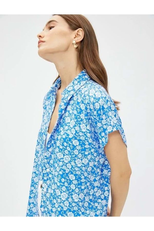 Koton Koton Floral Shirt Short Sleeve Ecovero® Viscose