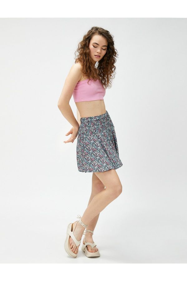 Koton Koton Floral Short Skirt Mini Viscose Elastic Waist
