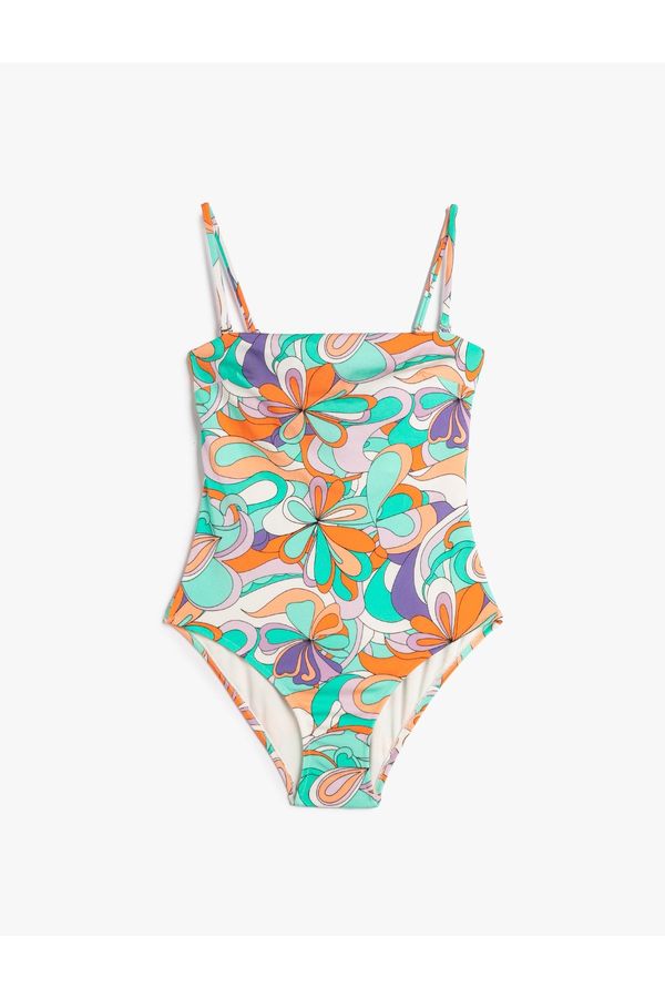 Koton Koton Floral Swimsuit with Detachable Straps Covered