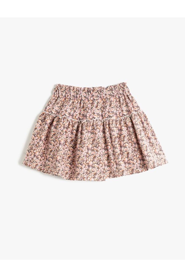 Koton Koton Floral Tiered Mini Skirt with Elastic Waist