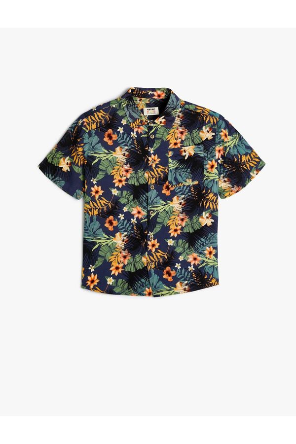 Koton Koton Floral Viscose Shirt Short Sleeve One Pocket