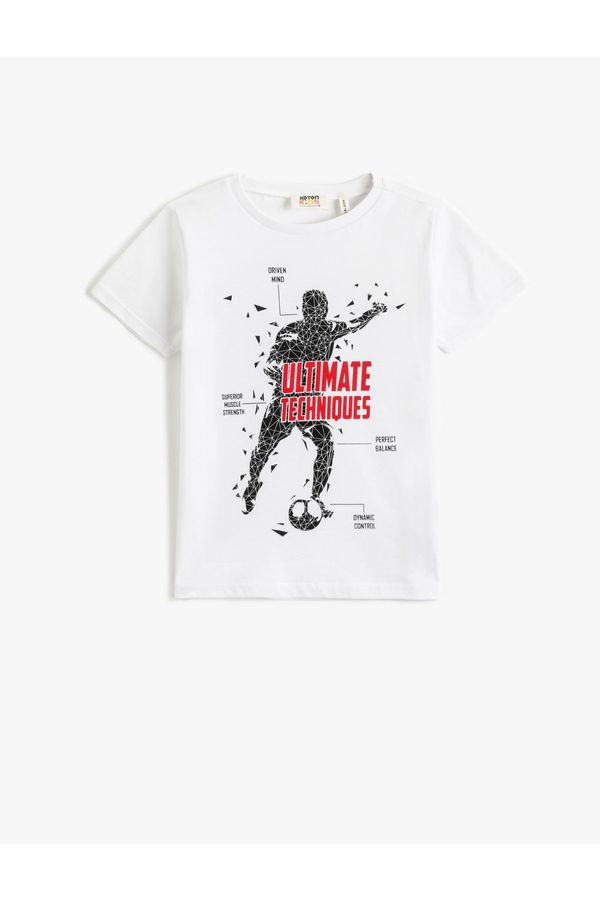 Koton Koton Football Printed T-Shirt Short Sleeve Crew Neck Cotton