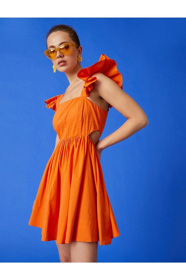 Koton Koton Frilled Straps Mini Dress with Window Detail Cotton