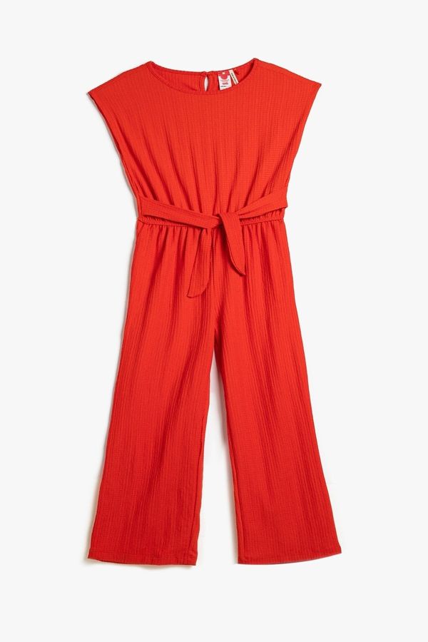 Koton Koton Girls Full Length Sleeveless Round Neck Tie Detailed Jumpsuit 3skg80060ak