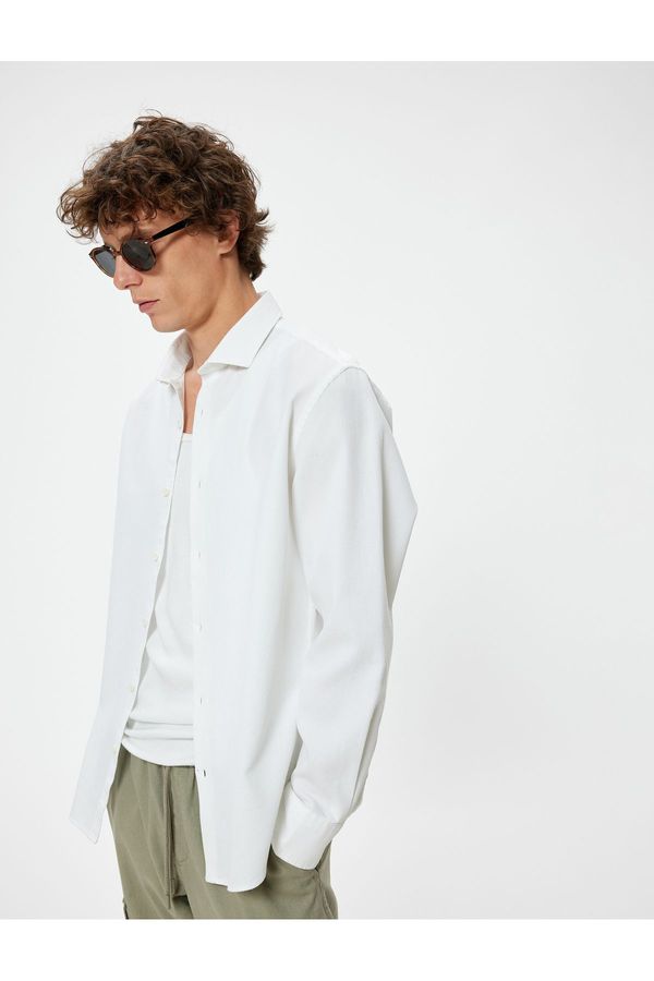 Koton Koton Half Italian Collar Shirt Slim Fit Long Sleeve Buttoned