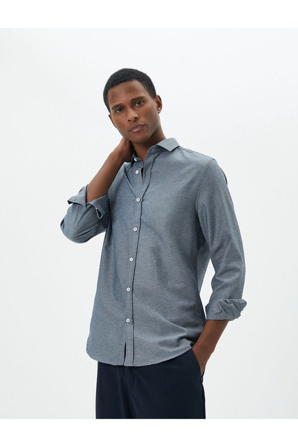 Koton Koton Half Italian Collar Shirt Slim Fit Long Sleeve Buttoned