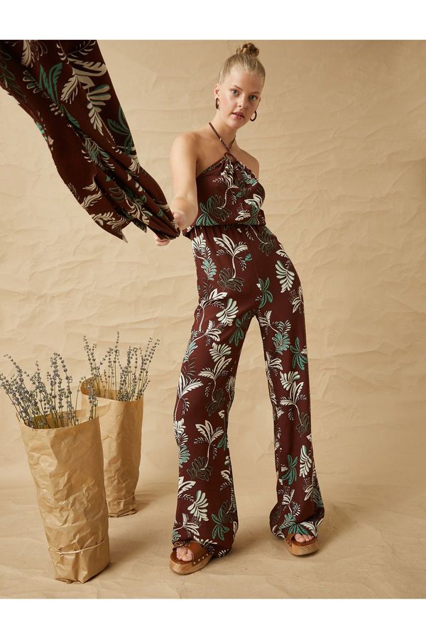 Koton Koton Halterneck Jumpsuit with Ring Detail