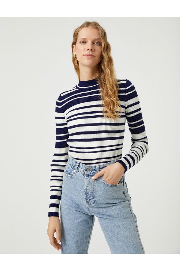 Koton Koton High Collar Knitwear Sweater Slim Fit Long Sleeve Cashmere Textured