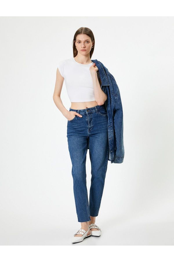 Koton Koton High Waist Jeans Straight Leg Slim Fit Cotton - Slim Fit Jeans