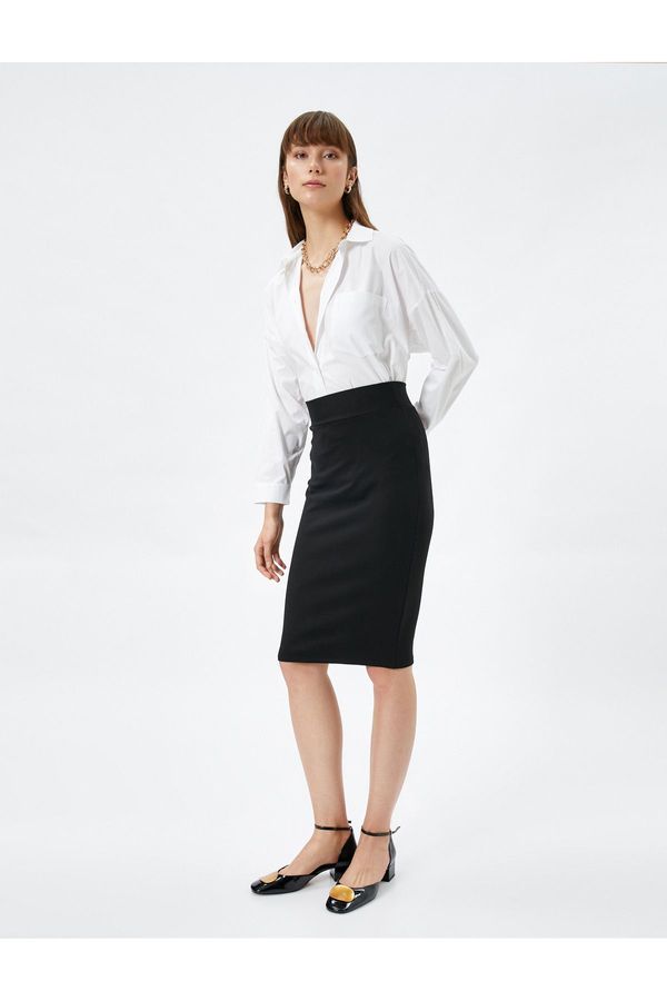 Koton Koton High Waist Midi Pencil Skirt Slim Fit