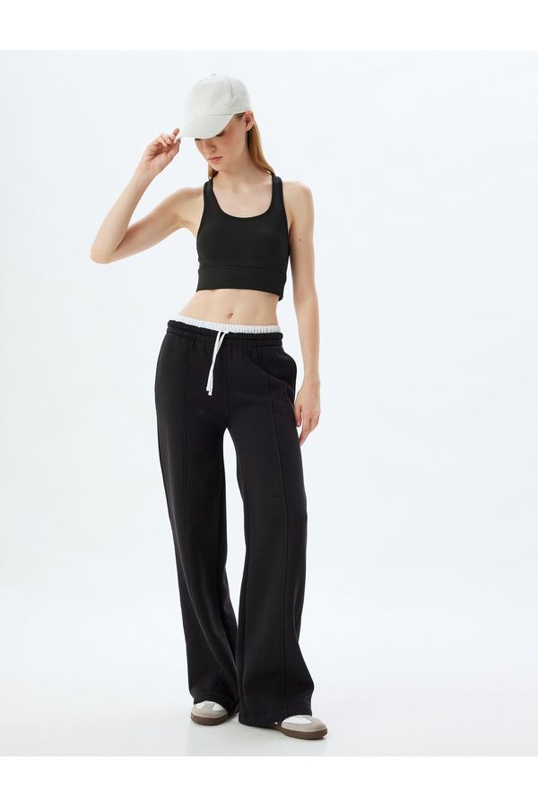 Koton Koton High Waist Sweatpants Double Waist Detailed Ribbed Tied Waist