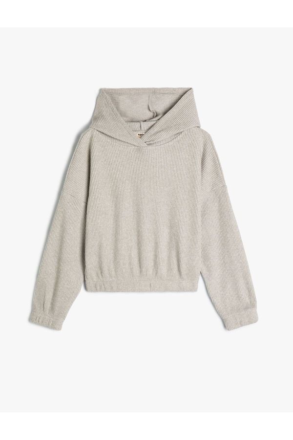 Koton Koton Hooded Basic Sweatshirt Textured Elastic Cuffs