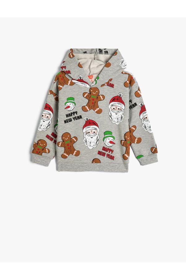 Koton Koton Hooded Sweat Christmas Themed Print Detail