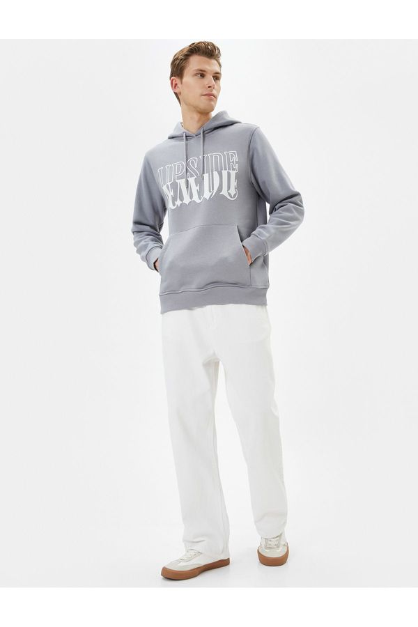 Koton Koton Hooded Sweat Slogan Printed Kangaroo Pocket Detailed