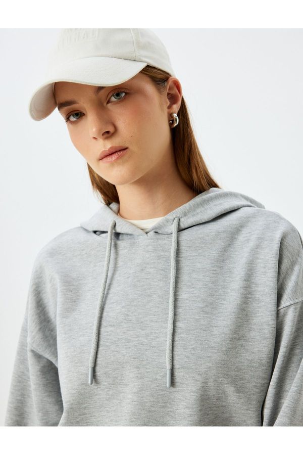 Koton Koton Hooded Sweatshirt Basic Long Sleeve Triple Thread Cotton