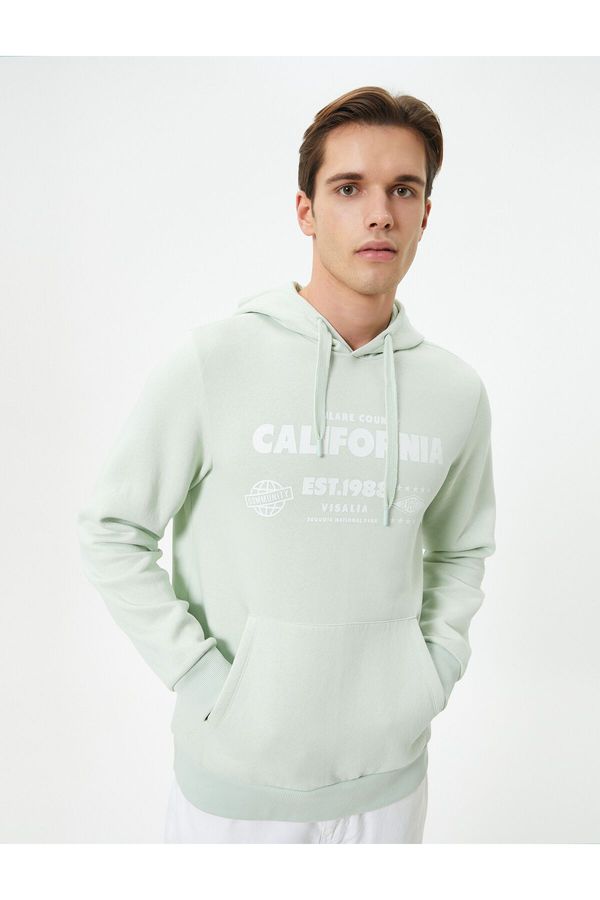 Koton Koton Hooded Sweatshirt College Printed Kangaroo Pocket Detailed