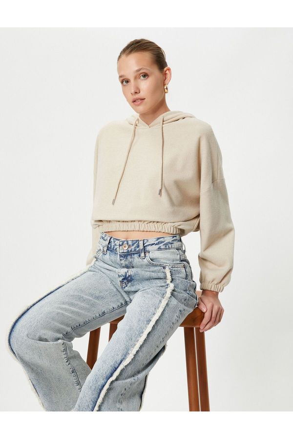 Koton Koton Hooded Sweatshirt with Elastic Waist and Wrists