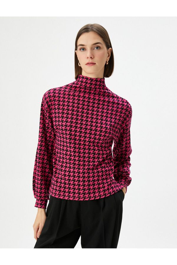 Koton Koton Houndstooth Patterned High Collar Sweater