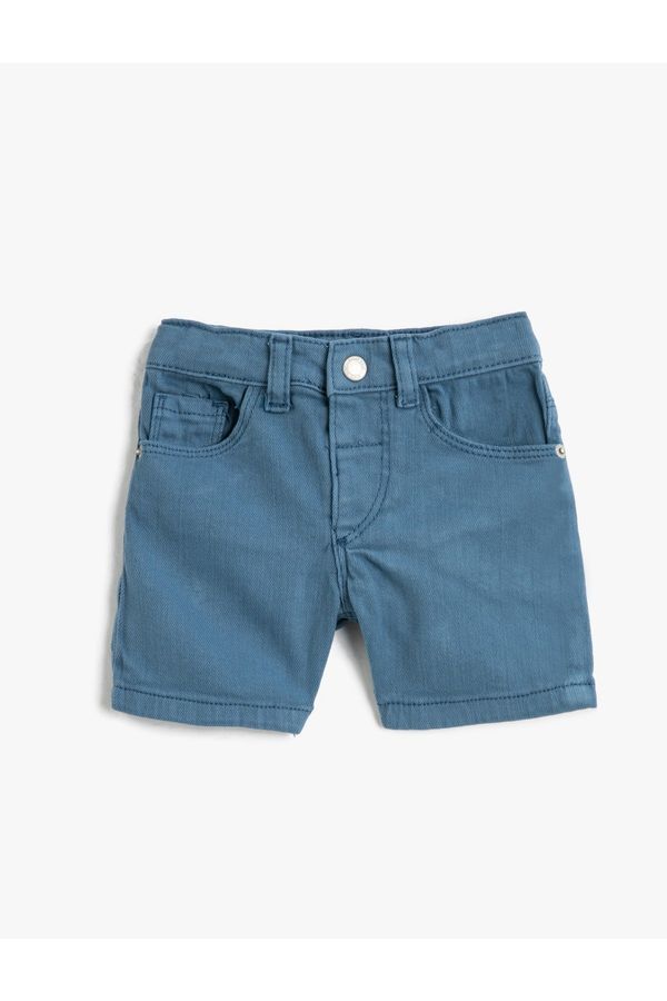 Koton Koton Jeans Shorts with Pocket, Cotton and Adjustable Elastic Waist.