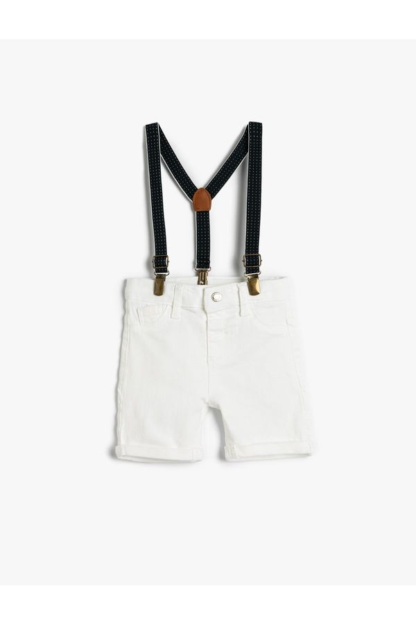 Koton Koton Jeans Shorts with Straps, Pockets, Cotton, Adjustable Elastic Waist.