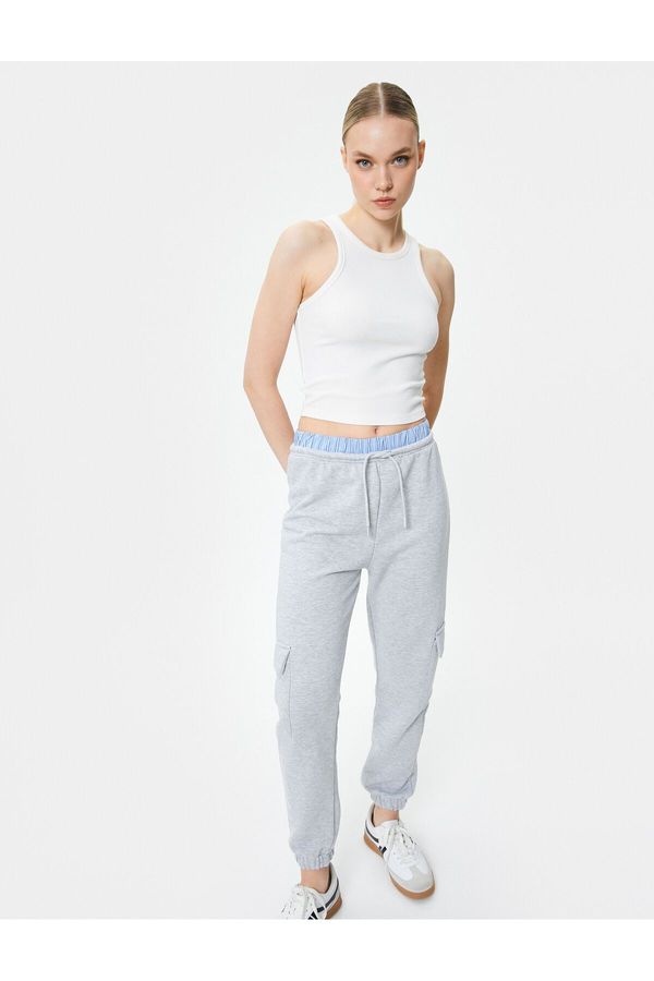 Koton Koton Jogger Cargo Sweatpants Double Waist Detail Color Contrast