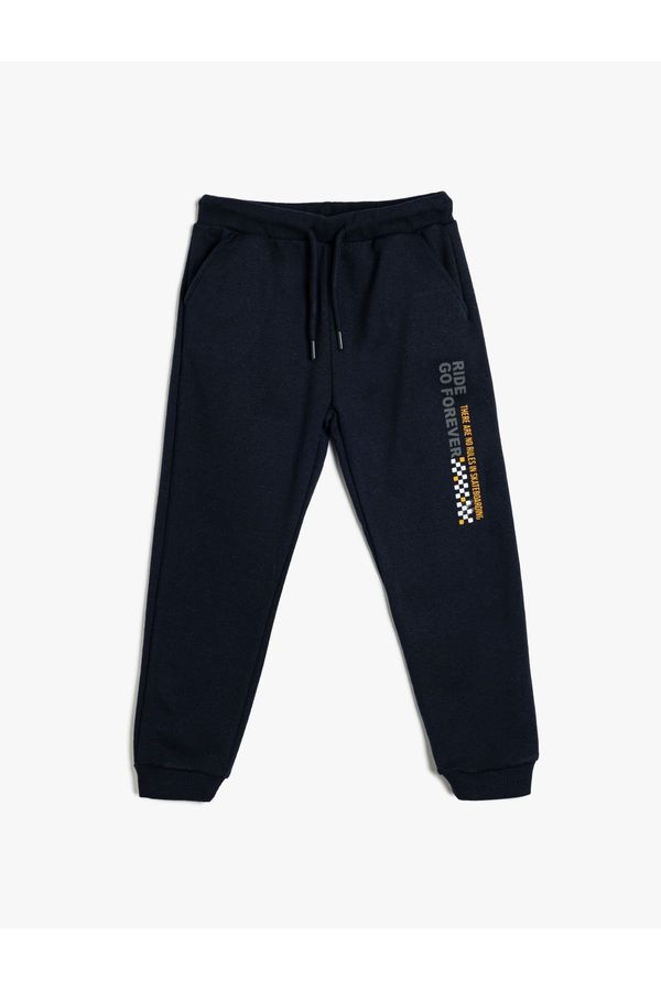 Koton Koton Jogger Sweatpants Slogan Printed Pocket Tied Waist