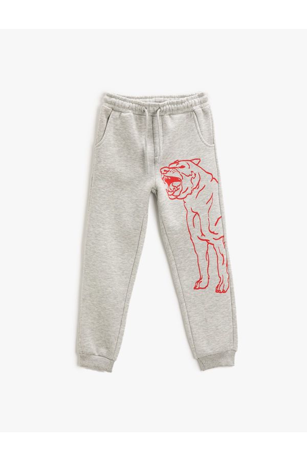 Koton Koton Jogger Sweatpants with a Dog Print Pocket, Tie Waist