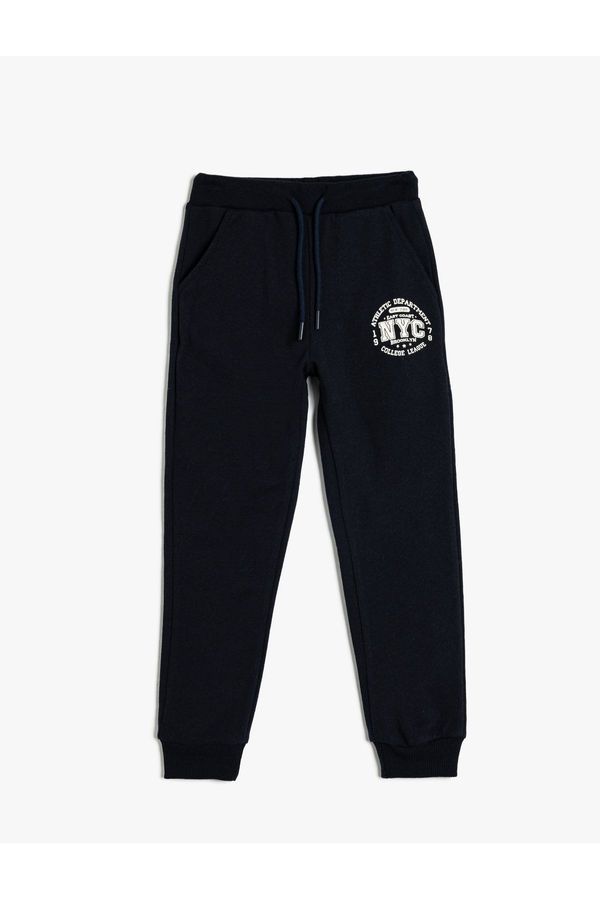 Koton Koton Jogger Sweatpants with Tie Waist Printed Detail and Pockets