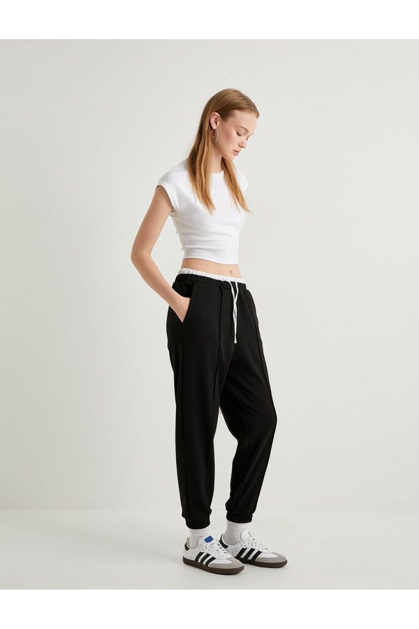 Koton Koton Jogger Trousers Double Waist Detailed Tie Ribbed