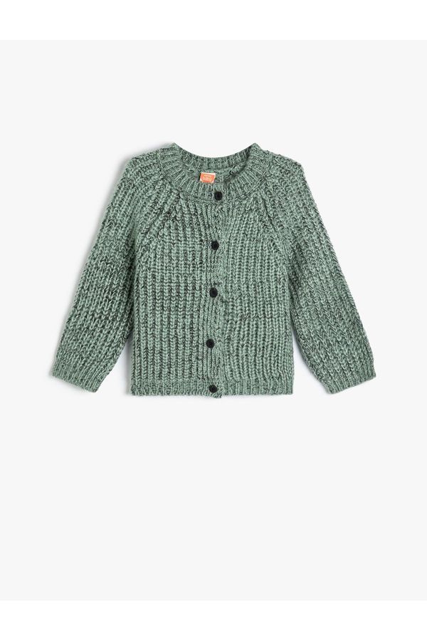 Koton Koton Knitted Cardigan Button Closure Long Sleeve Round Neck