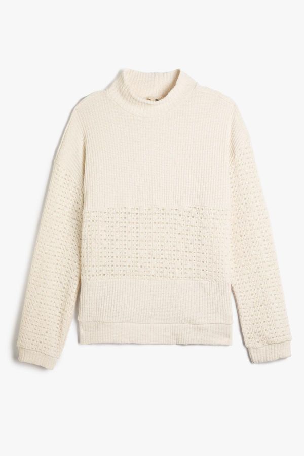 Koton Koton Knitted Motif Sweater Half Turtleneck -