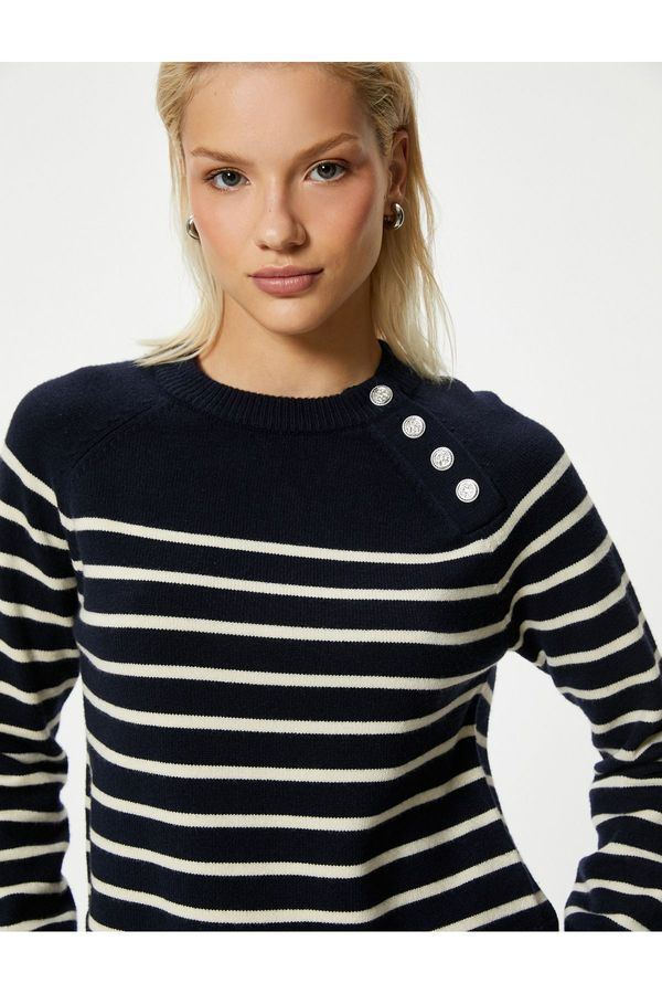 Koton Koton Knitted Sweater Button Detailed Viscose Fabric Blend
